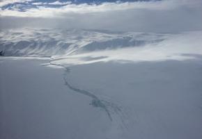 Mt. Erebus, glacier, and sea ice
